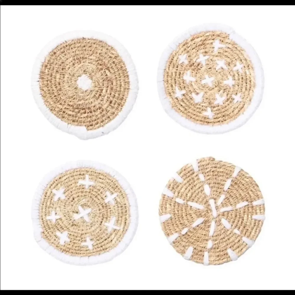 Bloomingville Boho Style 4 coasters woven Seagrass